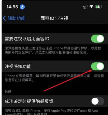 利州苹果14维修网点分享iPhone14注视感知功能有什么用 